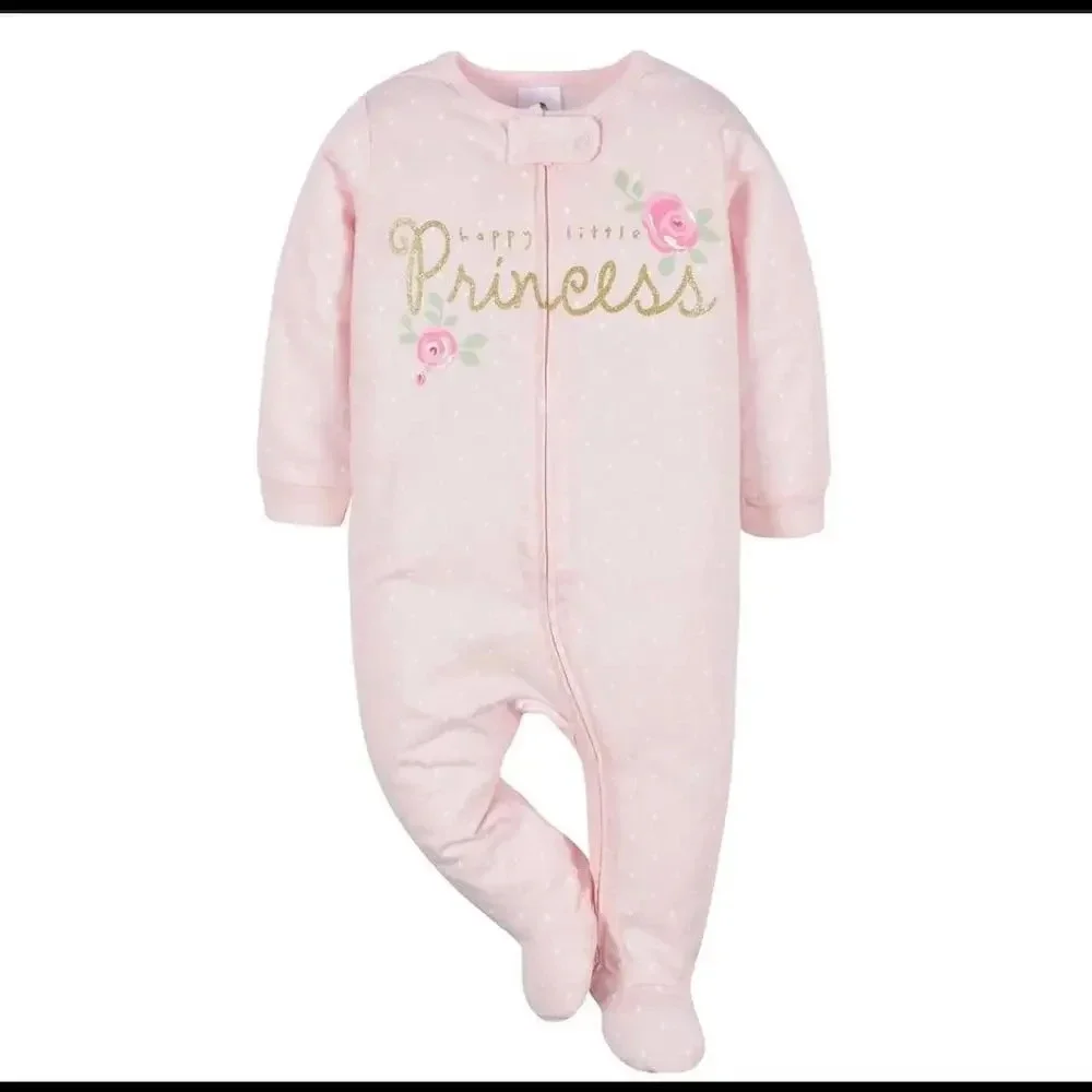 Gerber Baby Girls 100% Cotton Floral Polka Dot Princess Sleep 'N Play Size 6-9M
